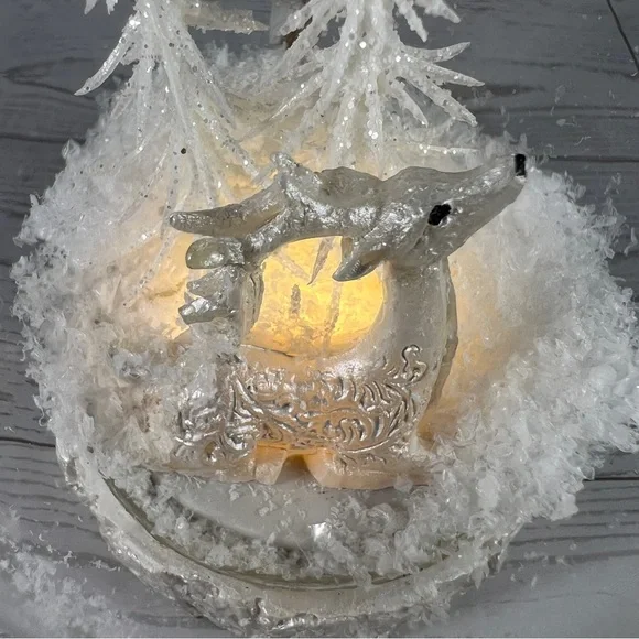 Robert Stanley’s Illuminated Glass Christmas Ornament with Deer, Snow, and Trees - Picture 8 of 8